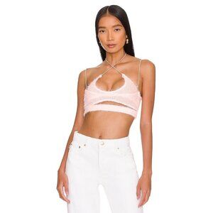 OW Collection Peach Bra Top in Light Rose Pink Fuzzy